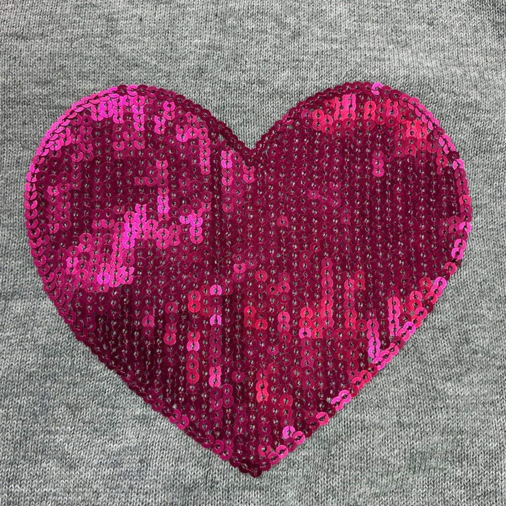The Children's Place Grey Sweater Dress Kids 5/6 Pink Sequin Heart Short Slv